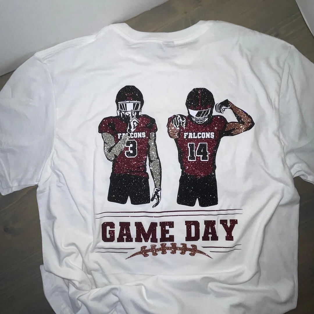 50% OFF馃張Shine On Game Day - Custom Glitter Football Player Crewneck Hoodie Tshirt
