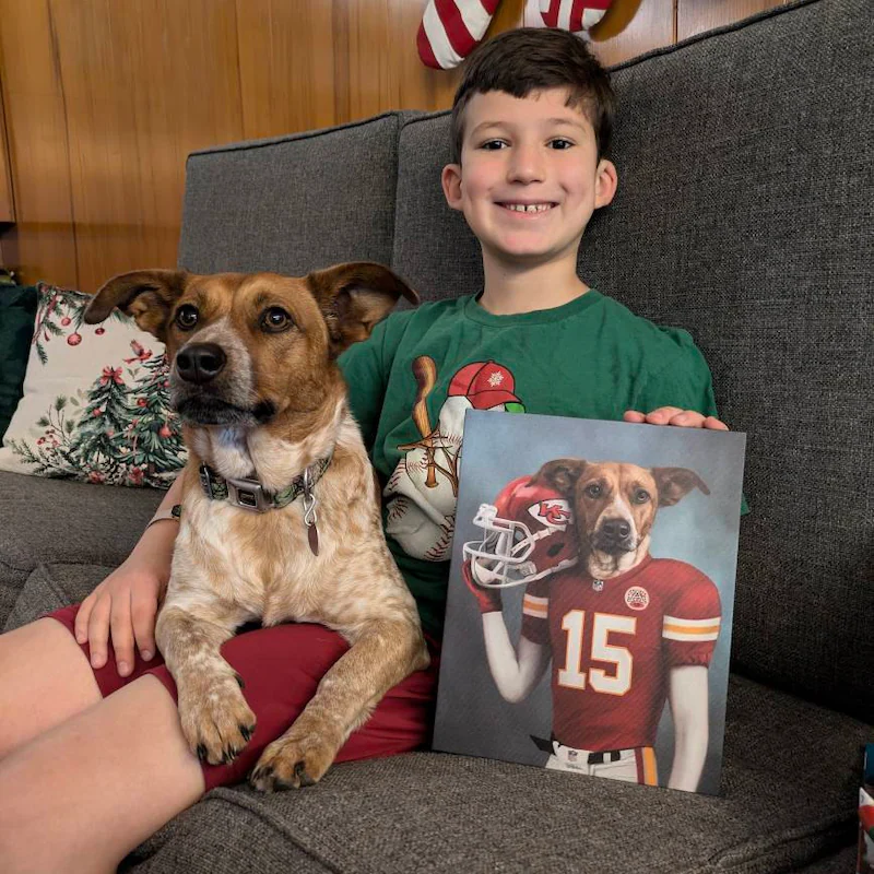 Custom American Football Pet NFL Canvas Portrait
