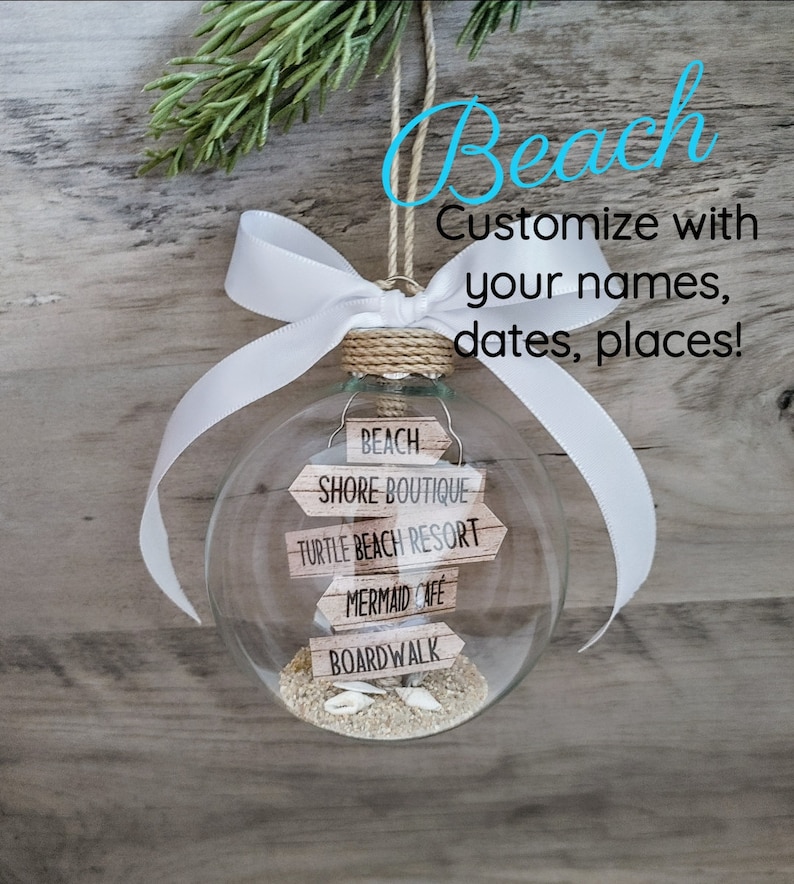 Beach Christmas Ornament, PERSONALIZED Christmas Ornament, New Jersey Ornament, Beach Wedding Ornament, Beach Ornament, Beach Signs Ornament