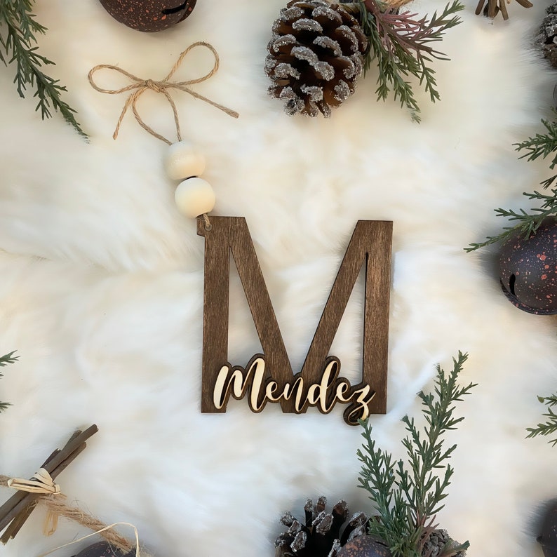Personalized Name Wood Letter Christmas Ornament