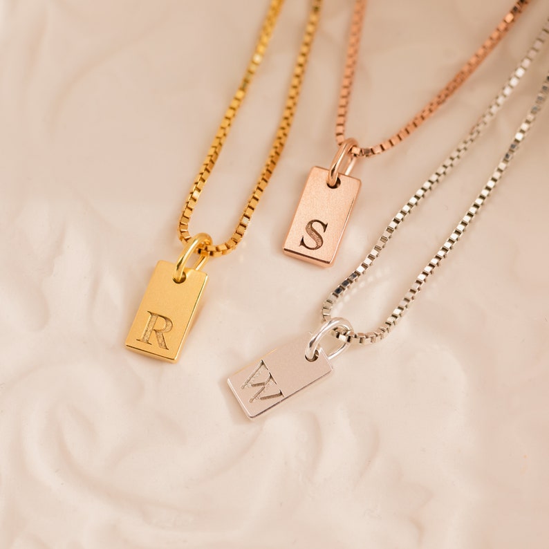 Custom Engraved Letter Pendant Necklace 