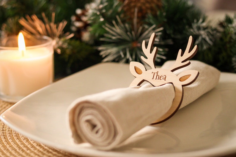 Christmas Personalised Deer Wooden Napkin Ring