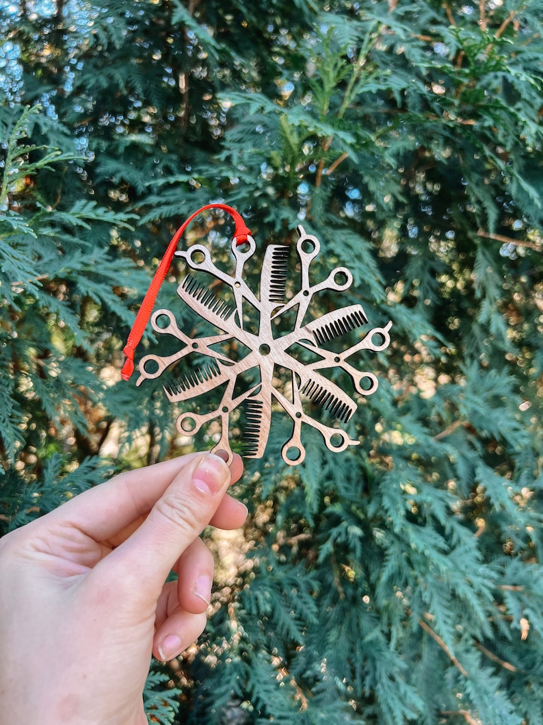 Hairdresser Hair Stylist Barber Appreciation Snowflake Ornament Comb Hair Scissors