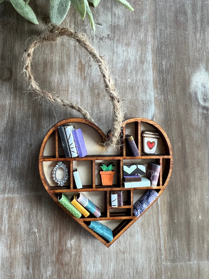 Miniature bookshelf ornaments