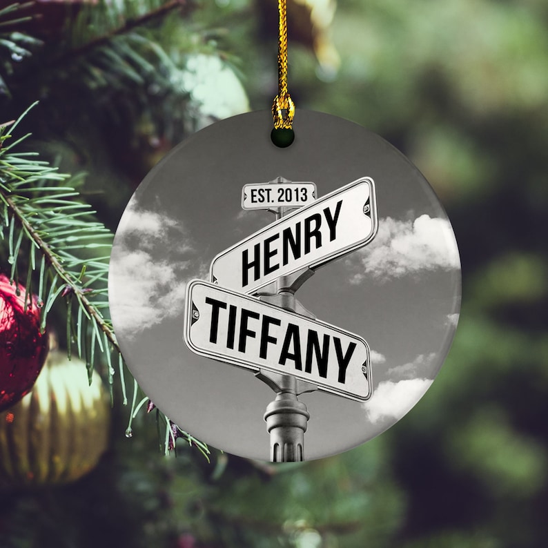 Personalized Couple Street Sign Anniversary Gift Ornament
