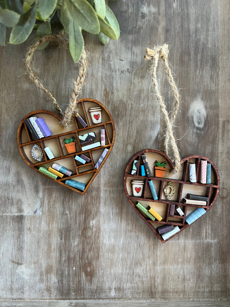 Miniature bookshelf ornaments