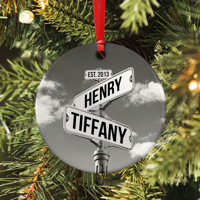 Personalized Couple Street Sign Anniversary Gift Ornament
