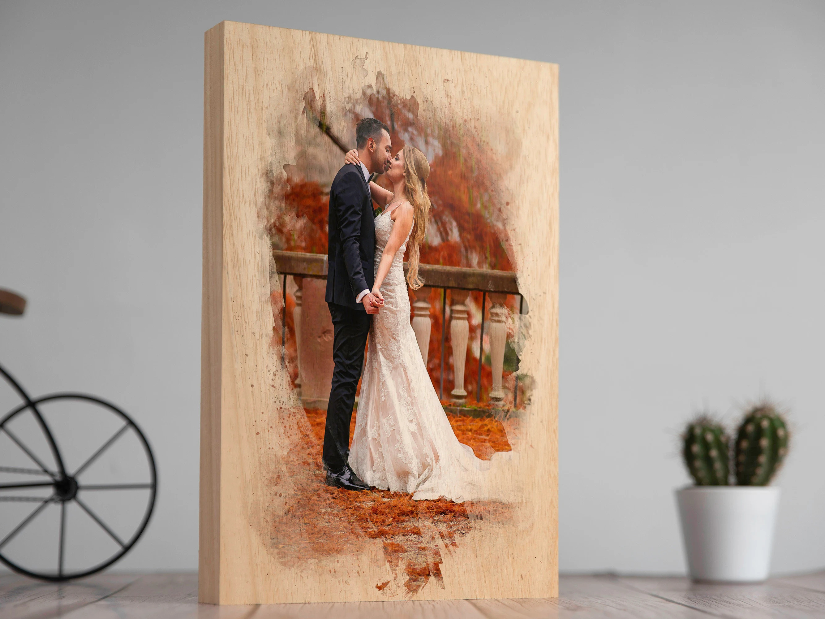 Personalized Photo on Wood Wall Art Anniversary Gift for Girlfriend, Wife