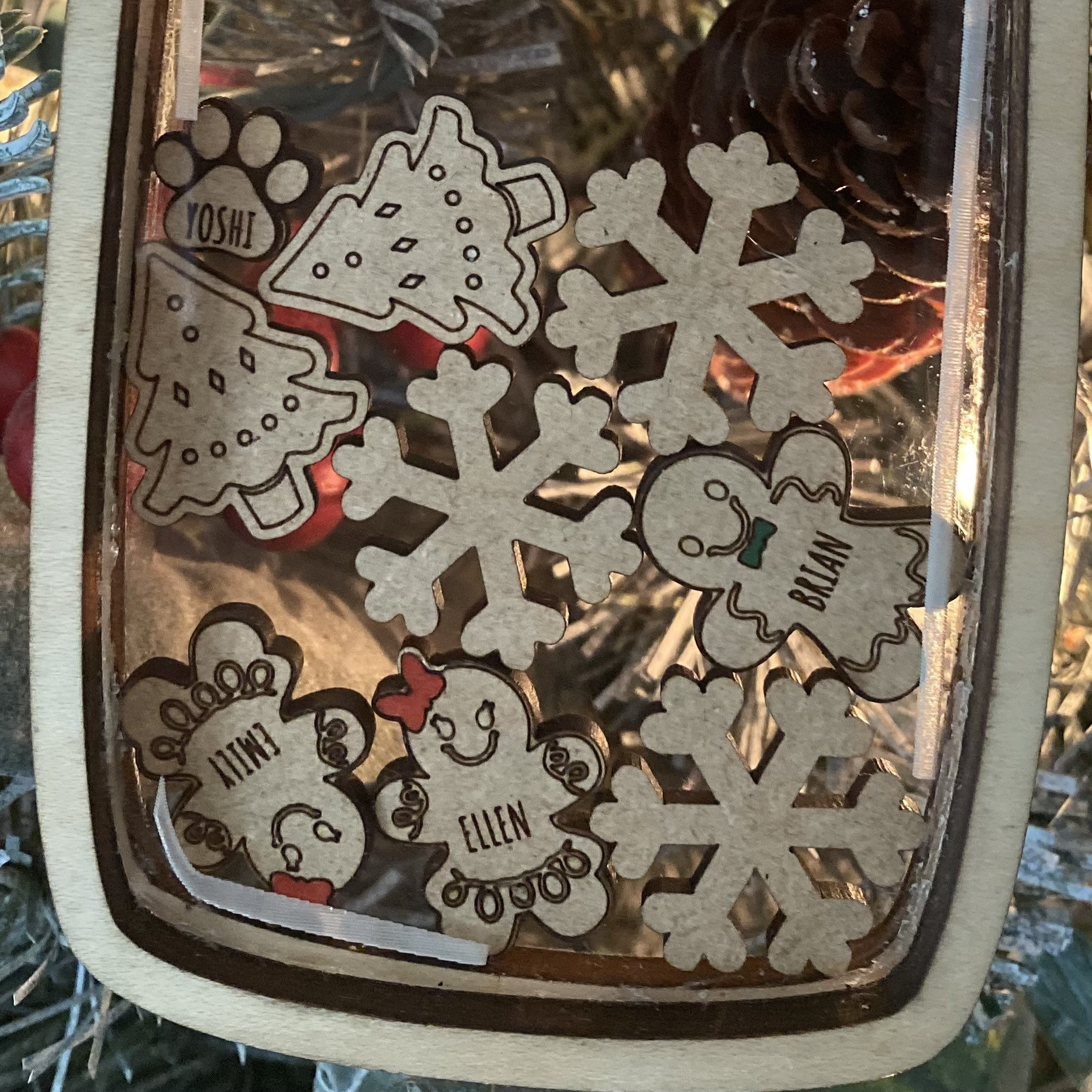 Personalized Shaker Ornament - Christmas Gift For Family - Gingerbread Family Jar With Name