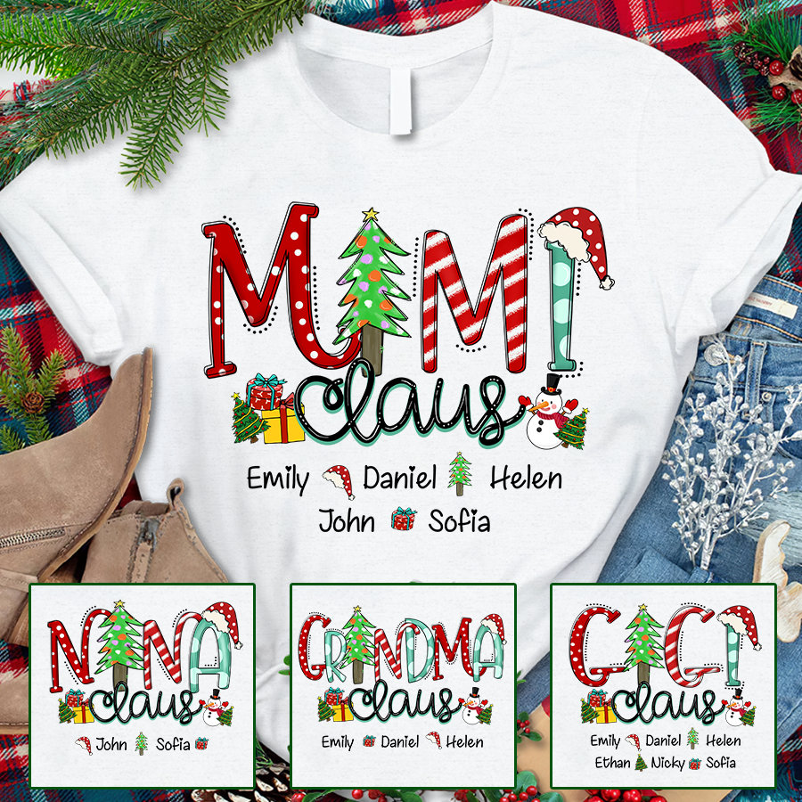 Personalized Christmas Tree Mimi Claus Shirt
