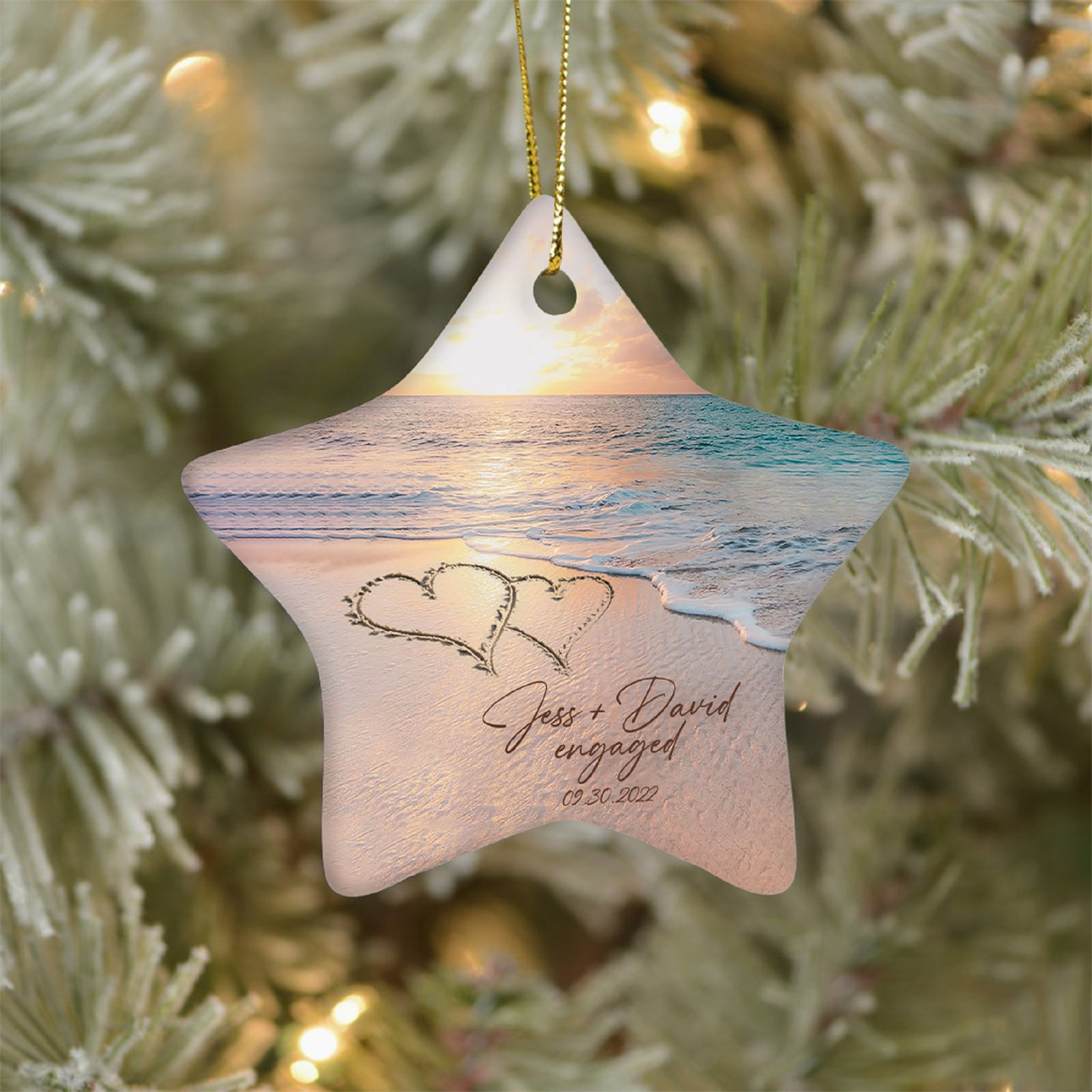Personalized Beach Married Ceramic Ornament