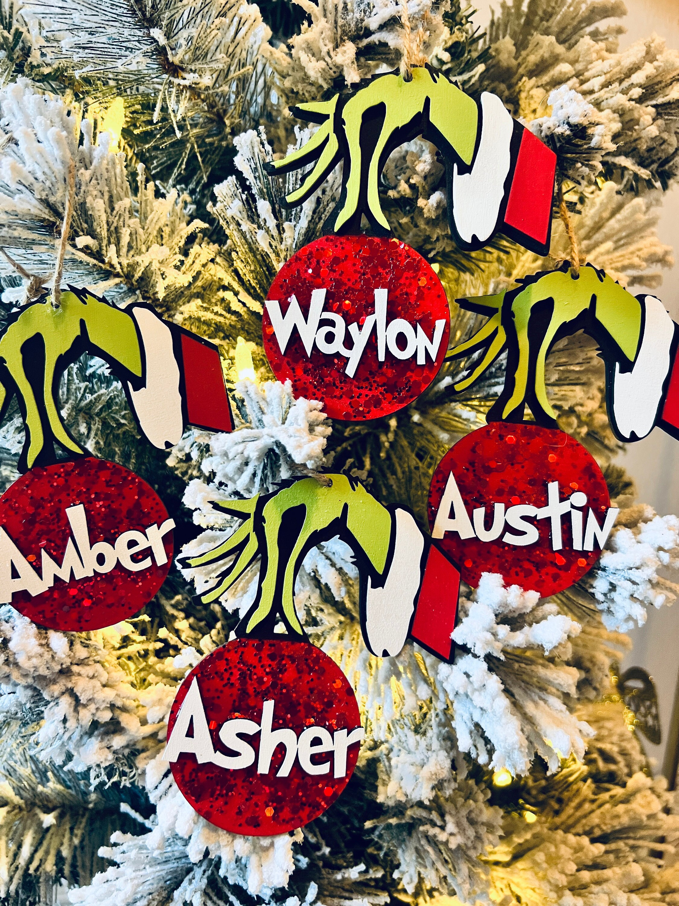personalized Grinch ornament- stocking tag
