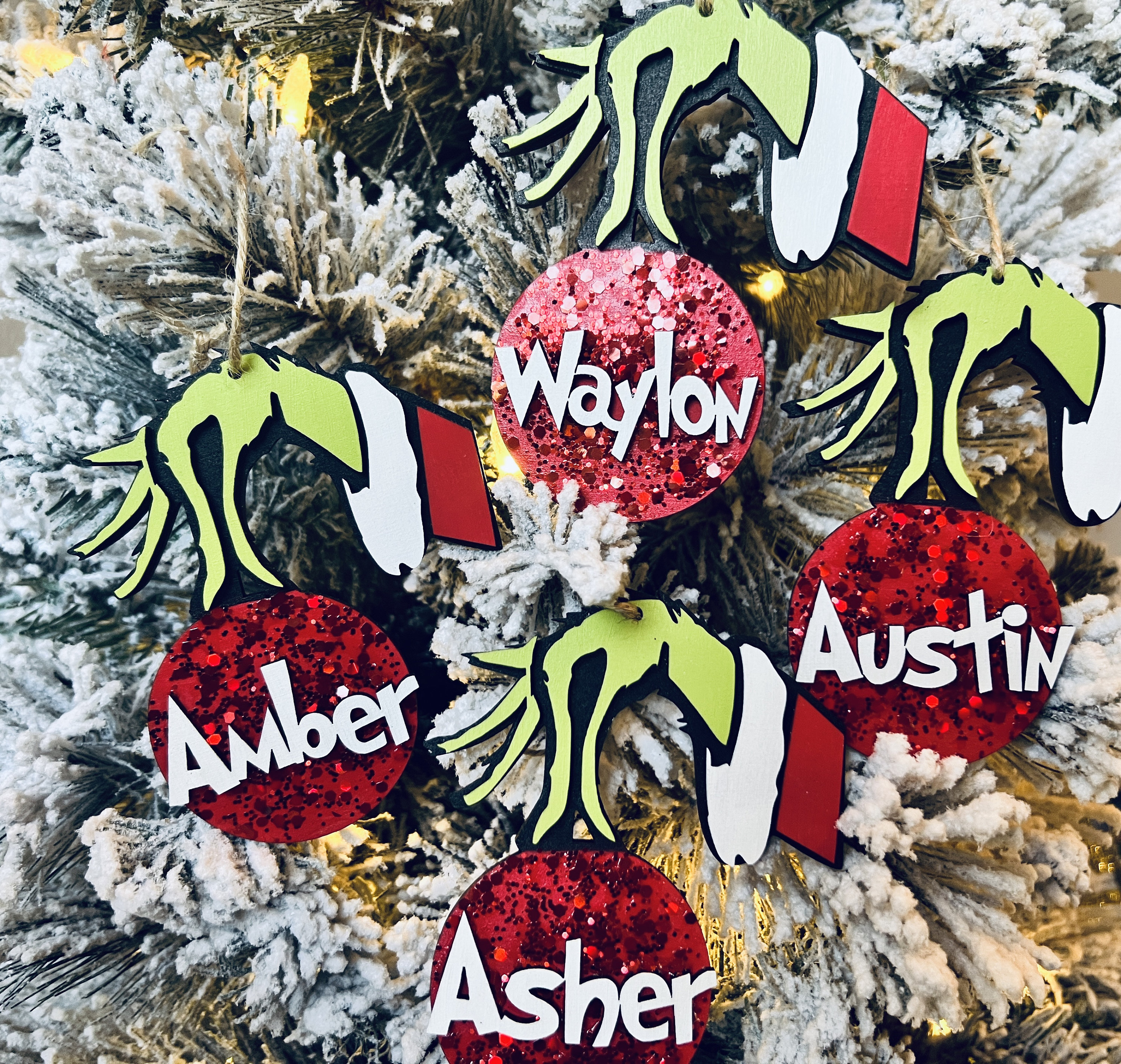 personalized Grinch ornament- stocking tag