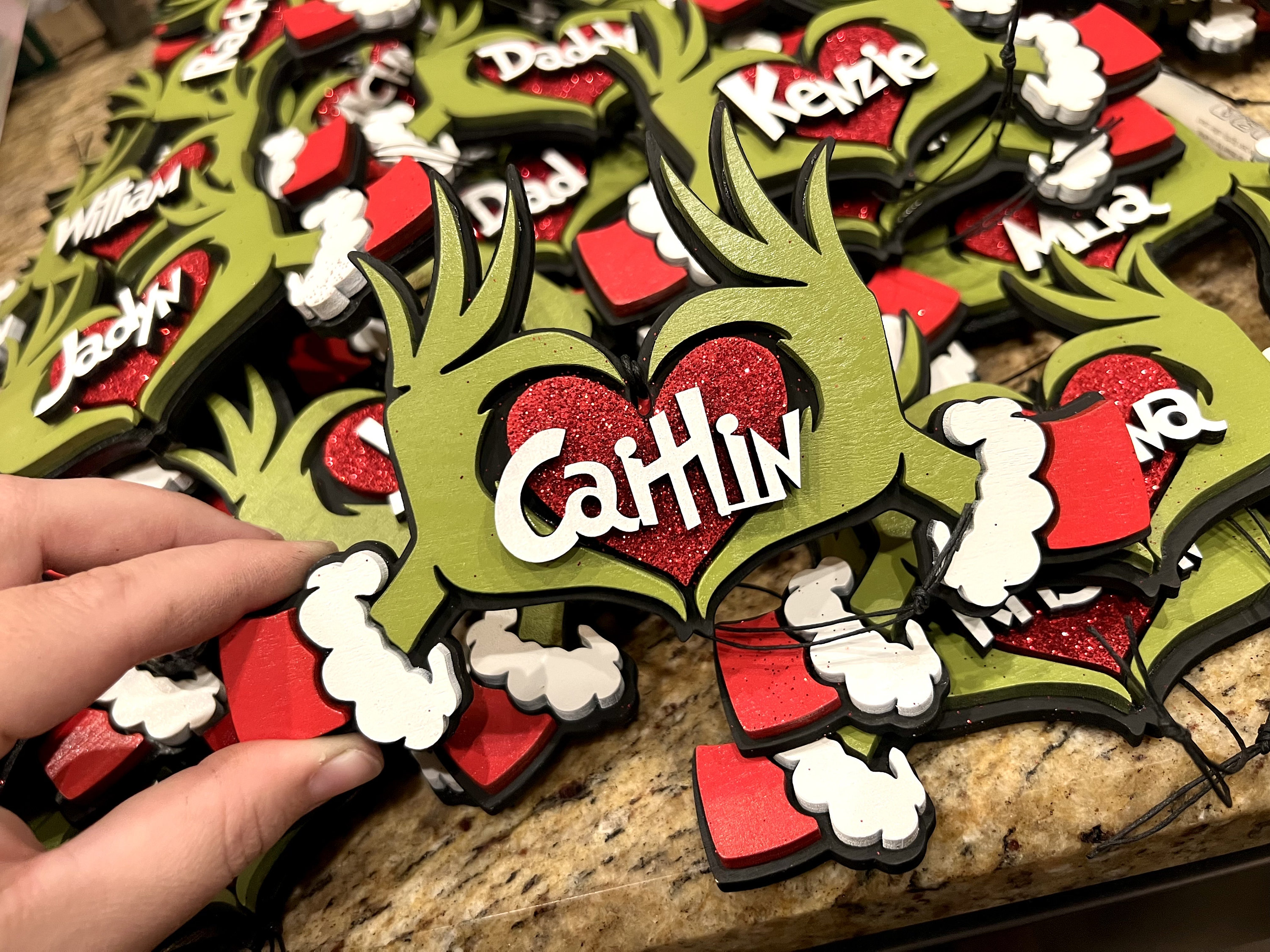 Personalized Grinch ornament- stocking tag