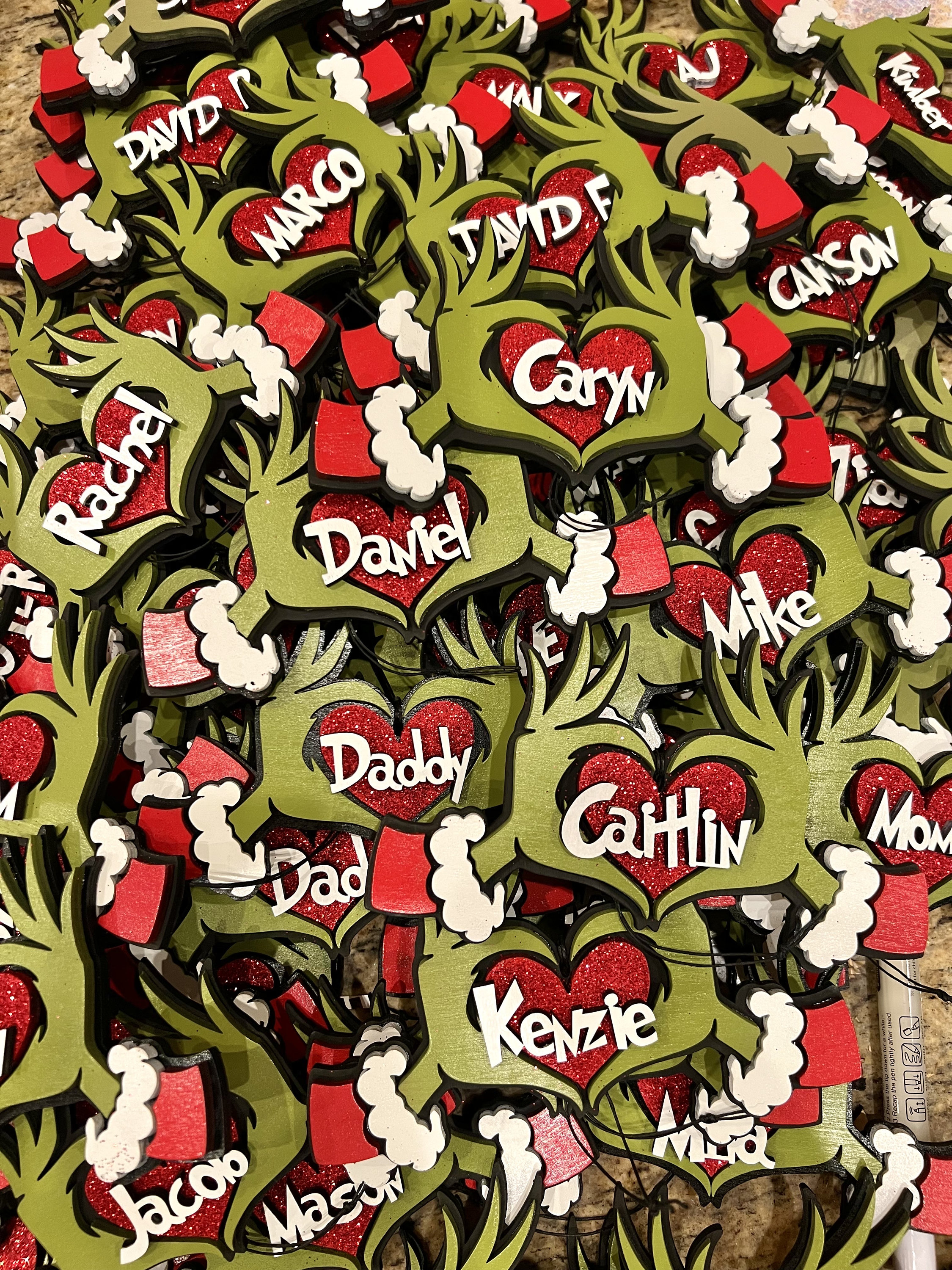 Personalized Grinch ornament- stocking tag