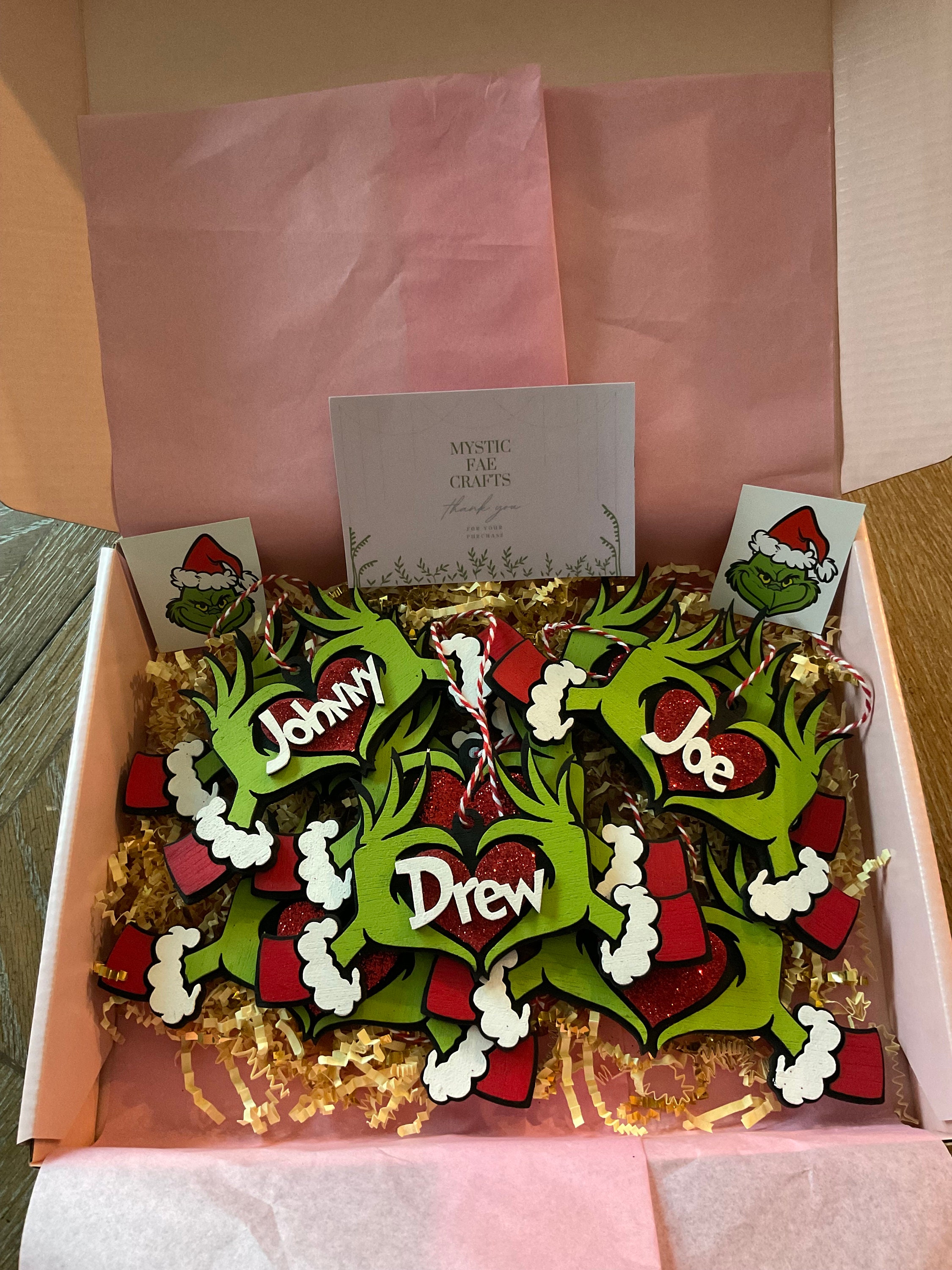 Personalized Grinch ornament- stocking tag