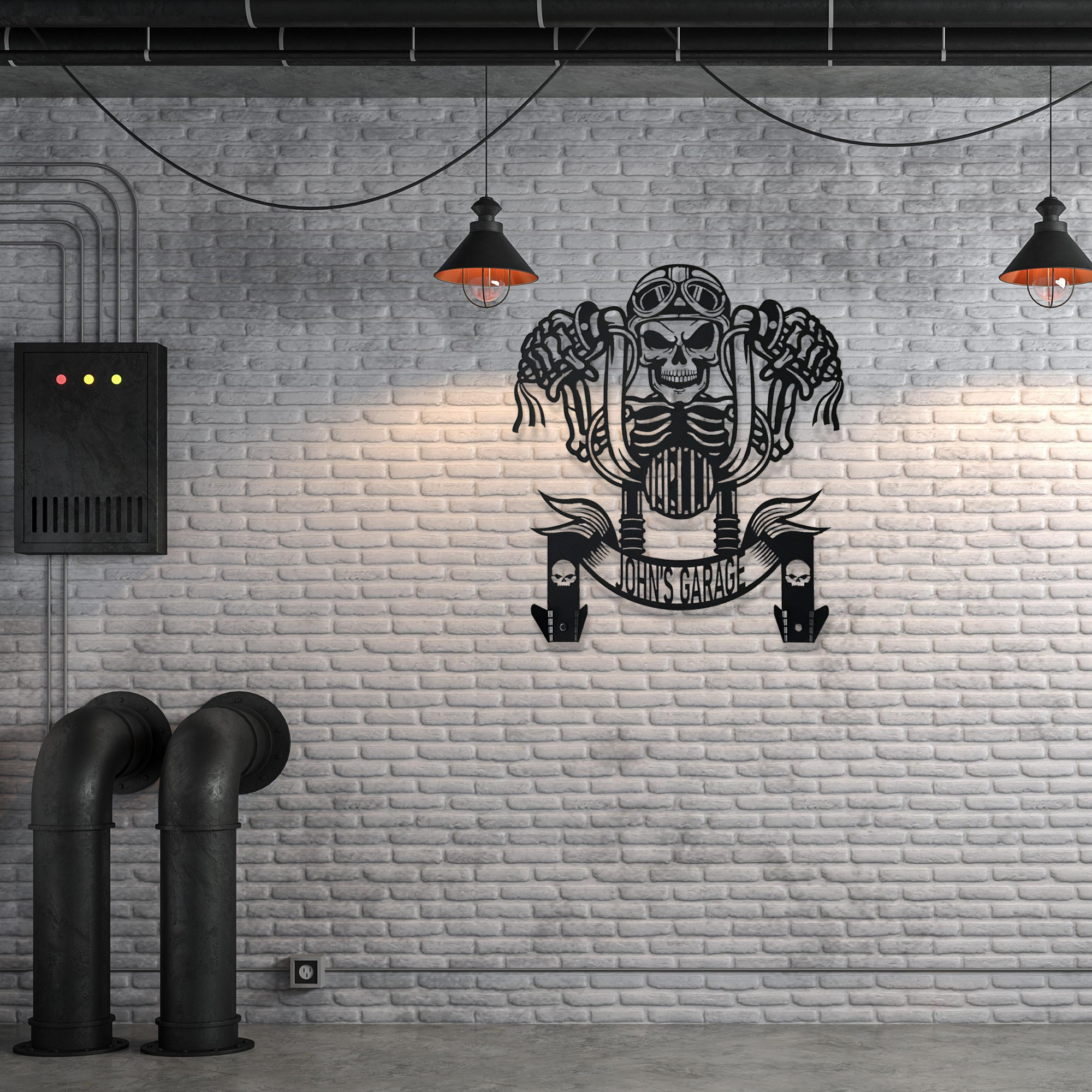 Custom Metal Skull Motorcycle Rider Helmet Jacket Holder, Personalized Biker Gifts