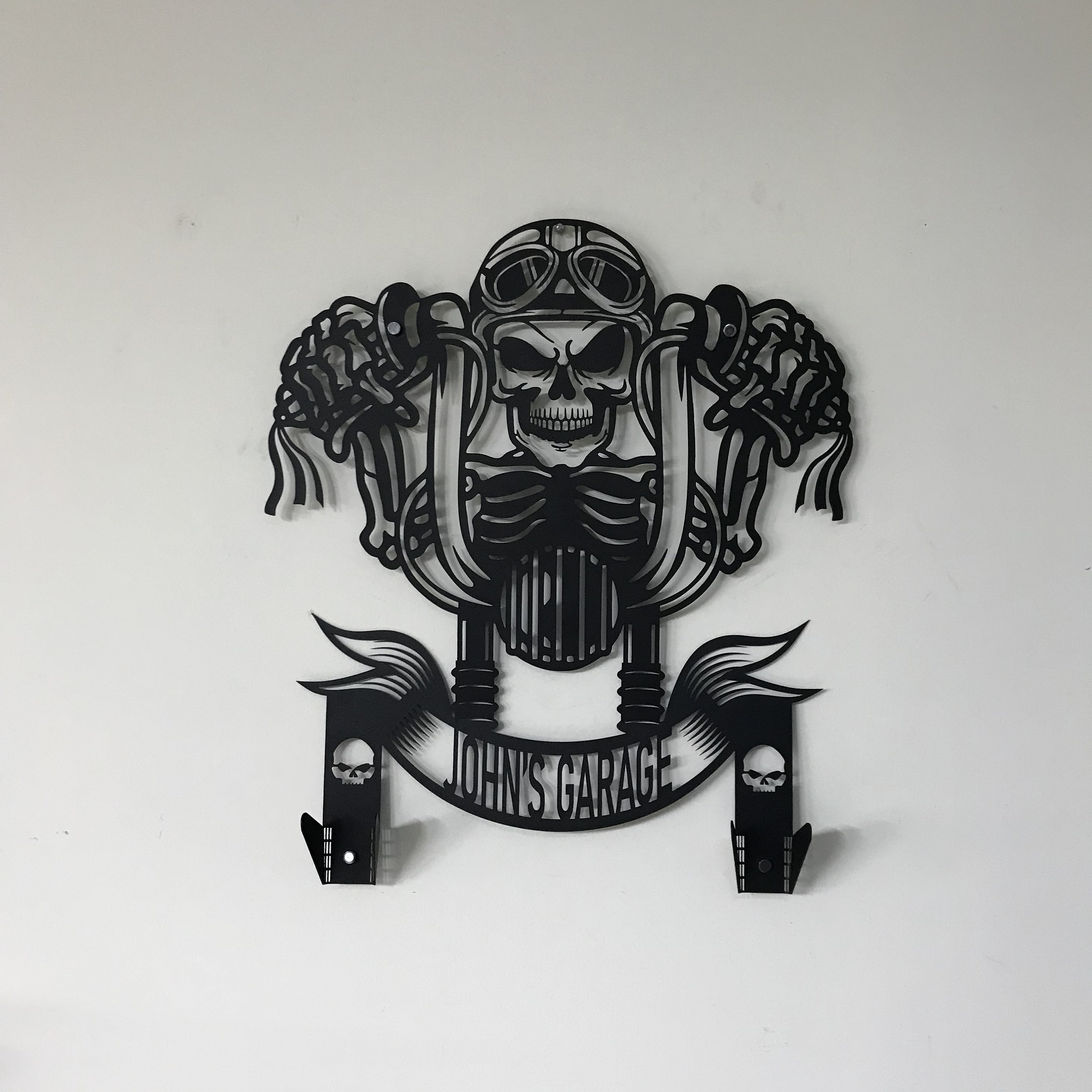 Custom Metal Skull Motorcycle Rider Helmet Jacket Holder, Personalized Biker Gifts