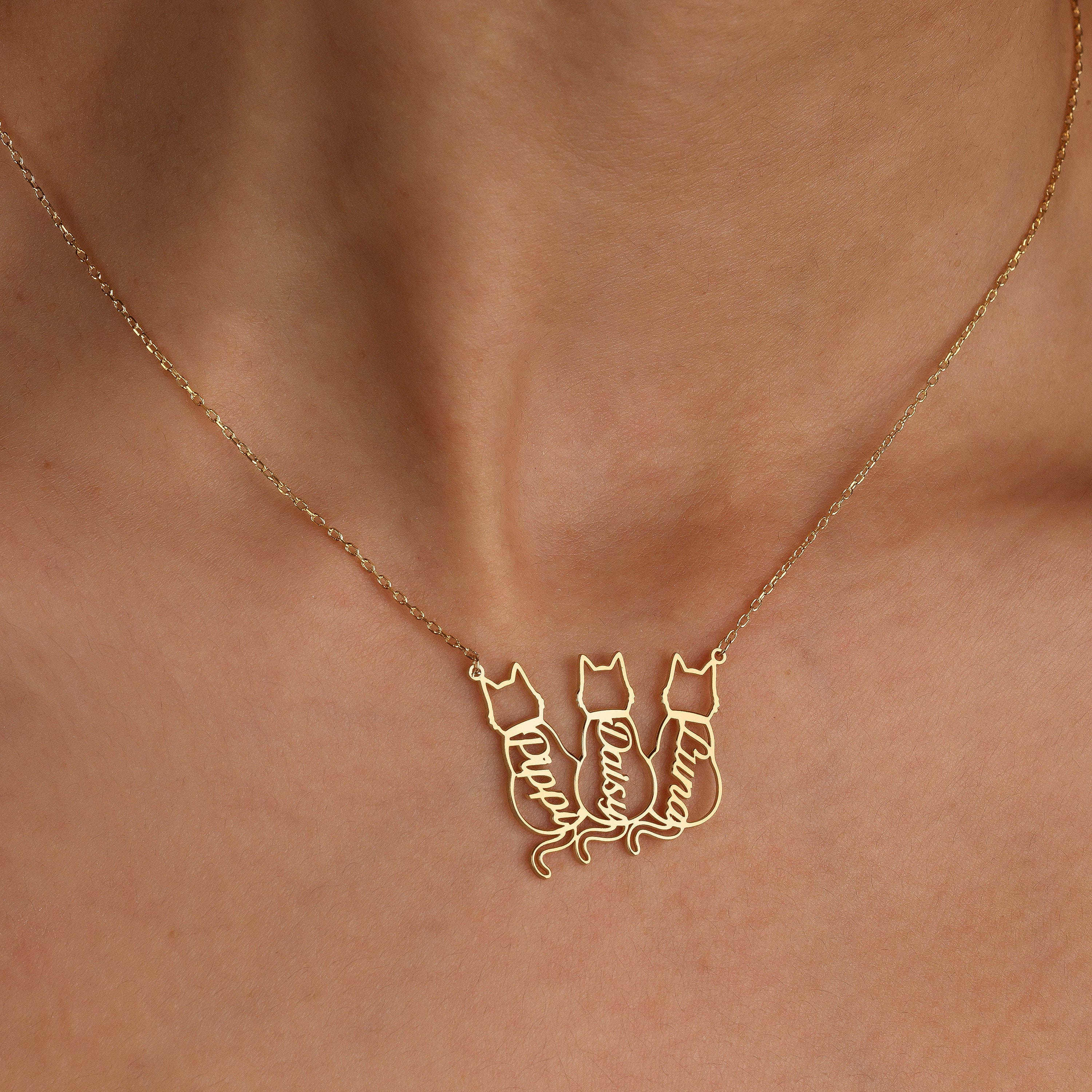 Custom Cat Necklace with Personalized Name, , Gifts For Cat Lovers, Cat Memorials Gift 