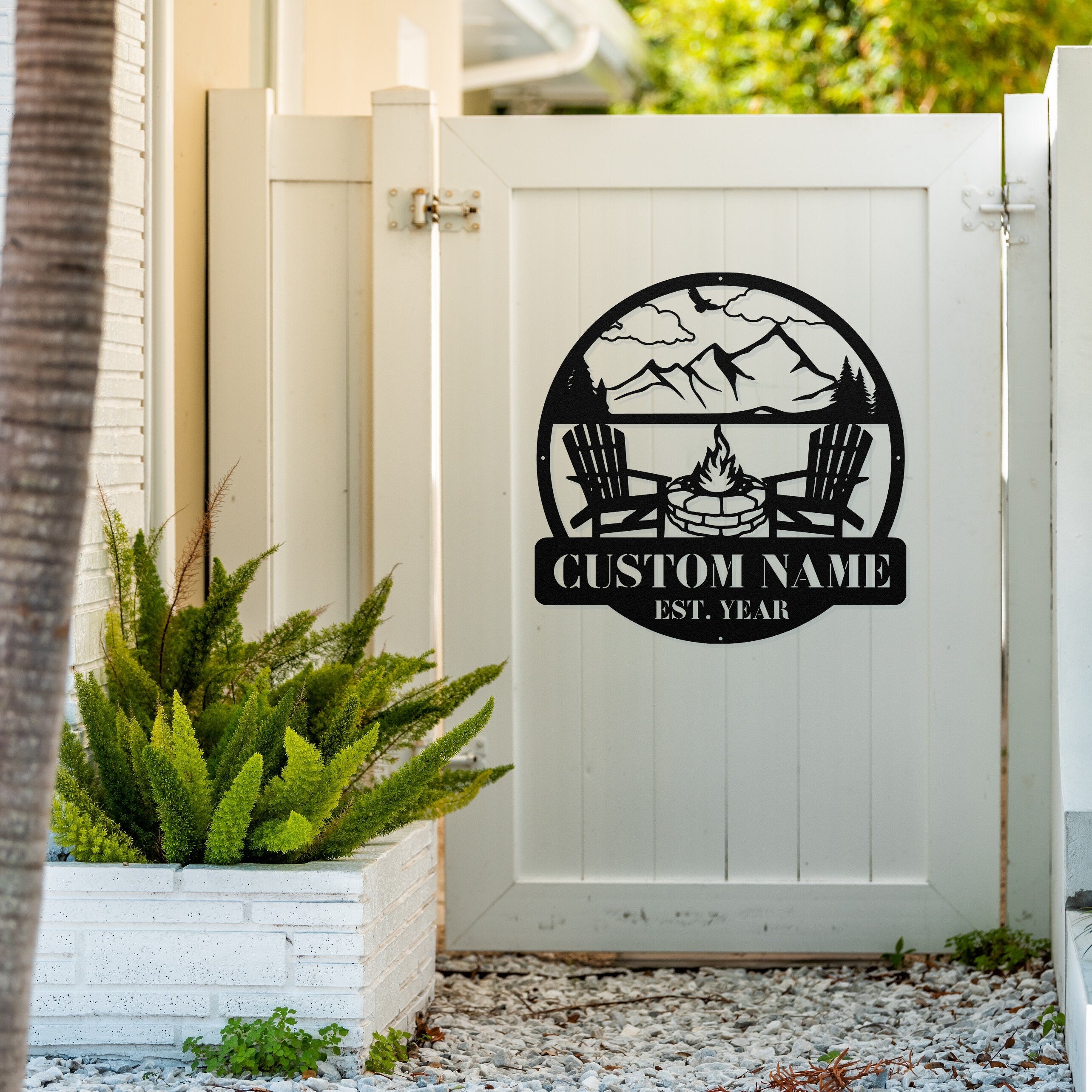 Metal Outdoor Sign | Custom Campfire Sign | Camper Decor | Personalized Camping Gifts Fire Pit Sign Outdoor Decor Cabin Sign | Campsite Sign