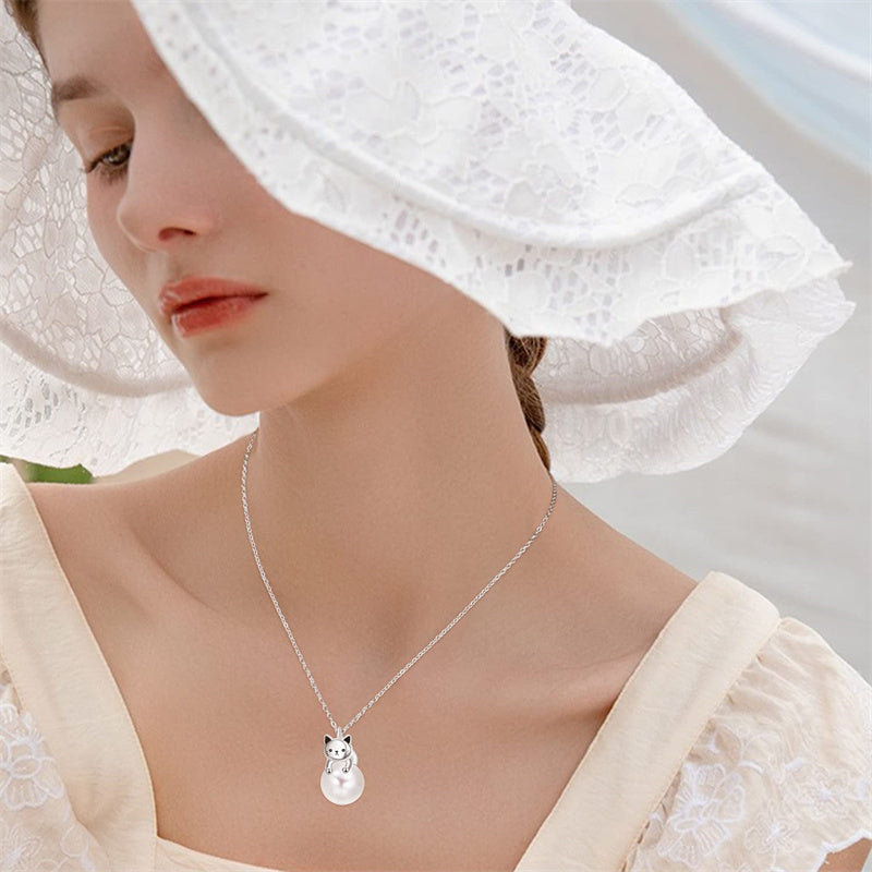 Cat Necklace with Birthstone 925 Sterling Silver Cat Pendant Necklace Gift for Women