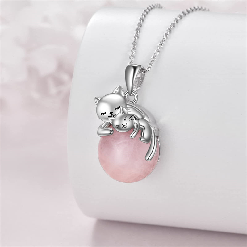 Cat Necklace with Birthstone 925 Sterling Silver Cat Pendant Necklace Gift for Women