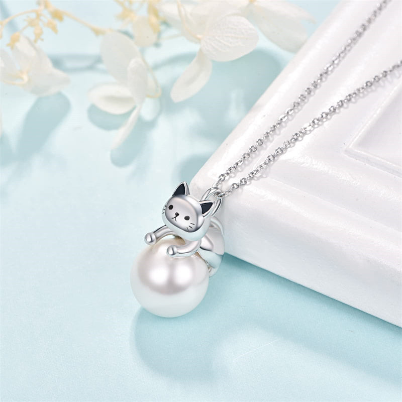 Cat Necklace with Birthstone 925 Sterling Silver Cat Pendant Necklace Gift for Women