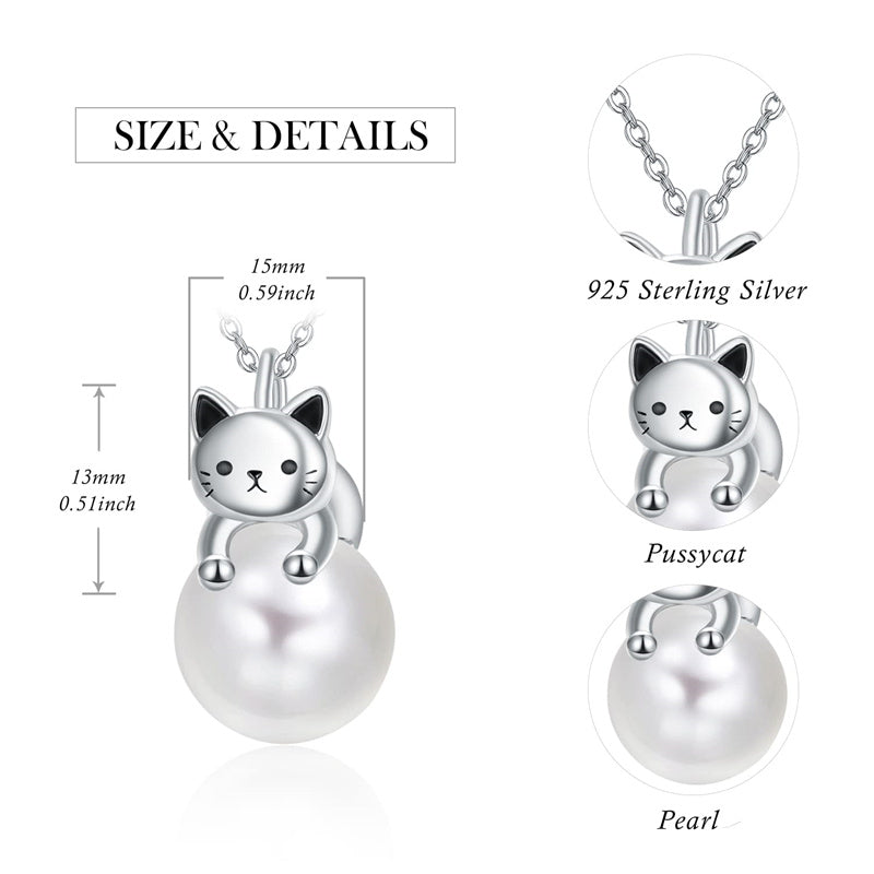 Cat Necklace with Birthstone 925 Sterling Silver Cat Pendant Necklace Gift for Women