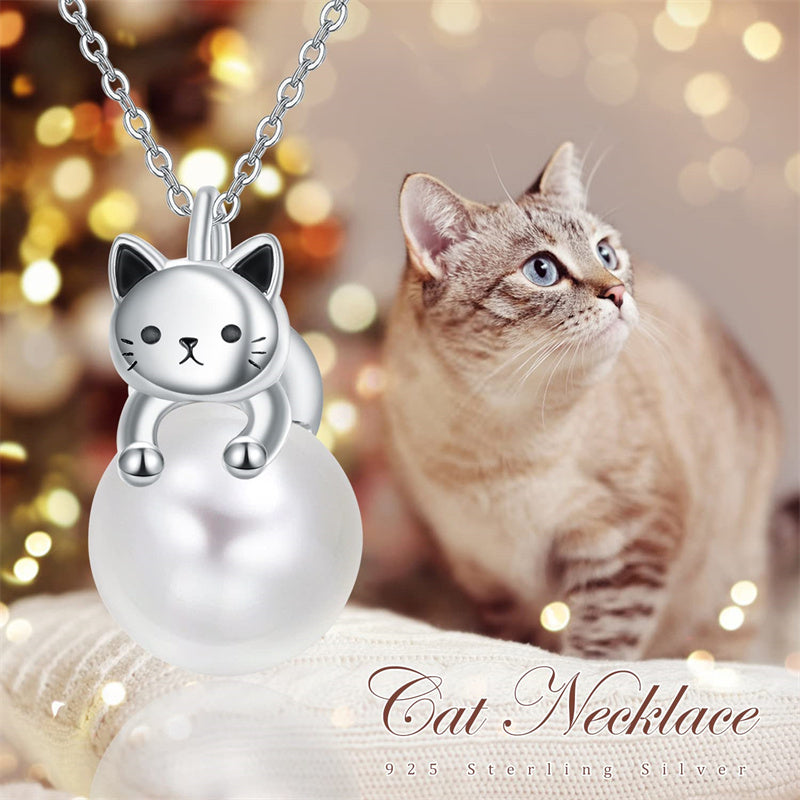 Cat Necklace with Birthstone 925 Sterling Silver Cat Pendant Necklace Gift for Women
