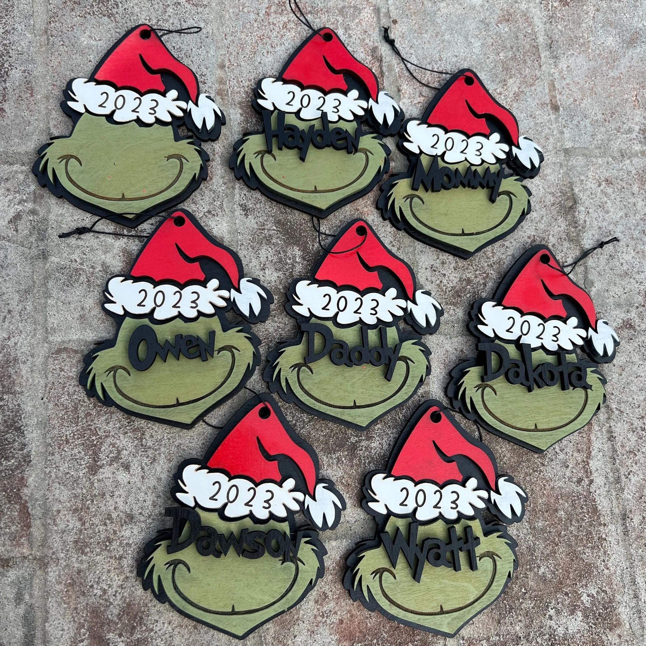 Personalized Grinch ornament- stocking tag