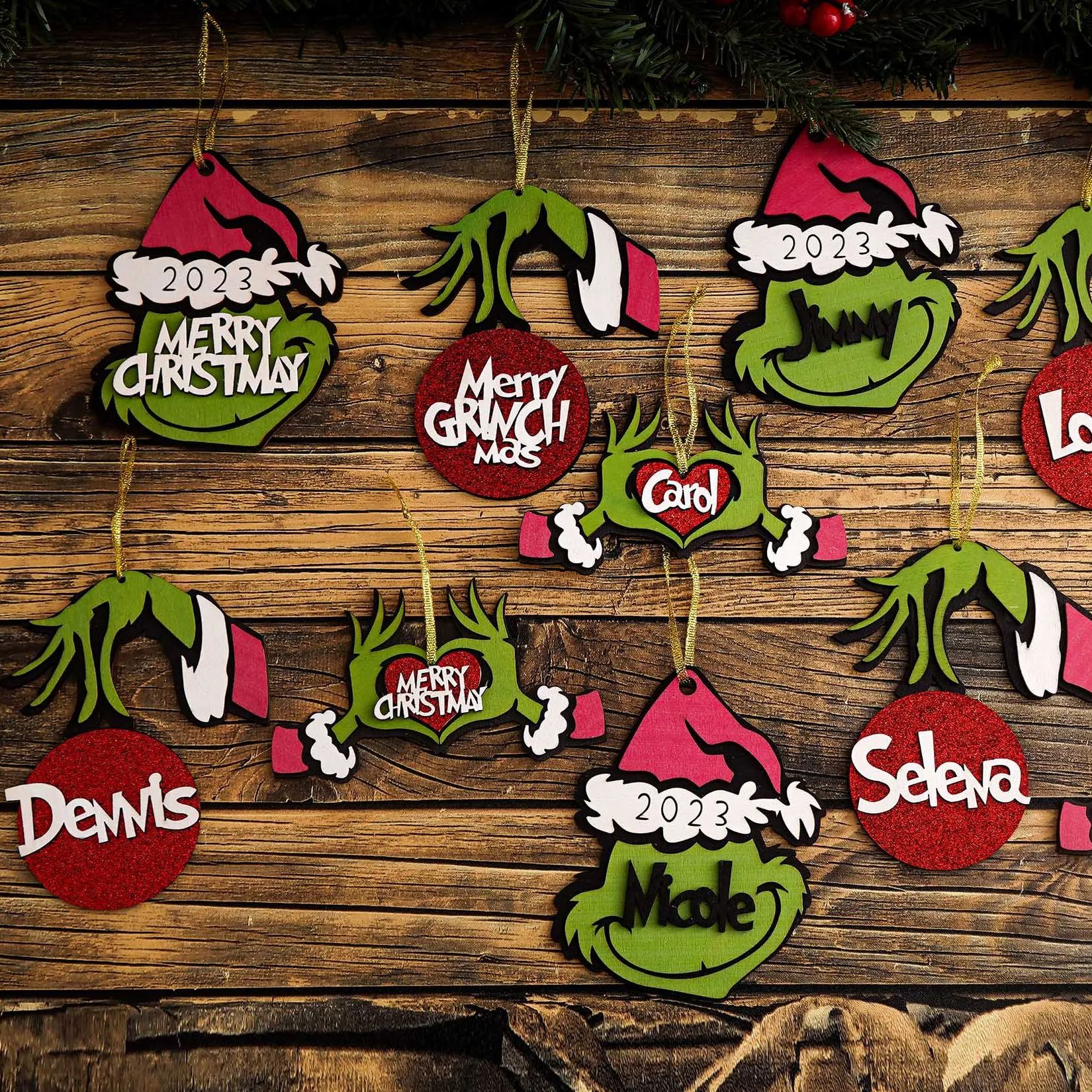 Personalized Grinch ornament- stocking tag