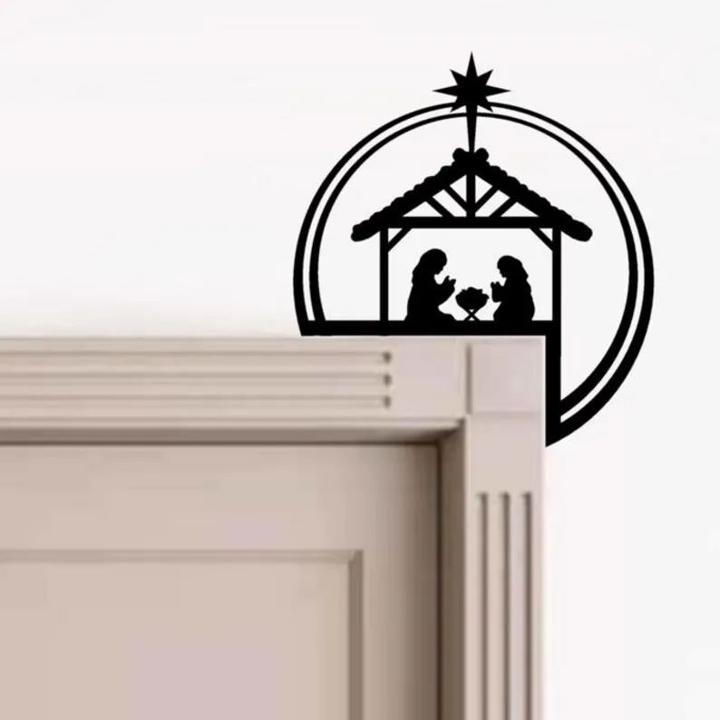Metal Nativity Scene Door Topper