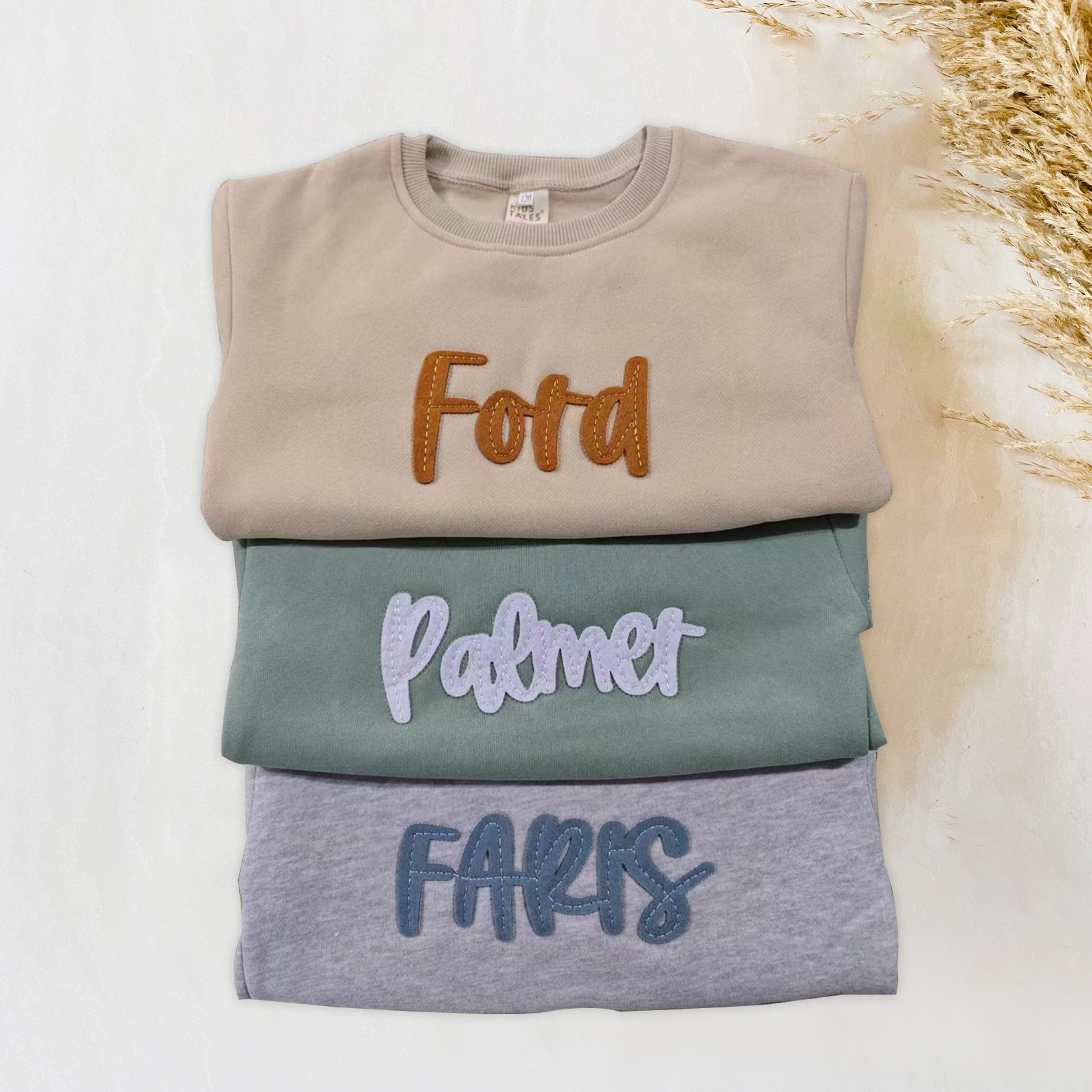 Personalized Hand-Embroidered Kid Cozy Soft Crewneck Sweatshirt 