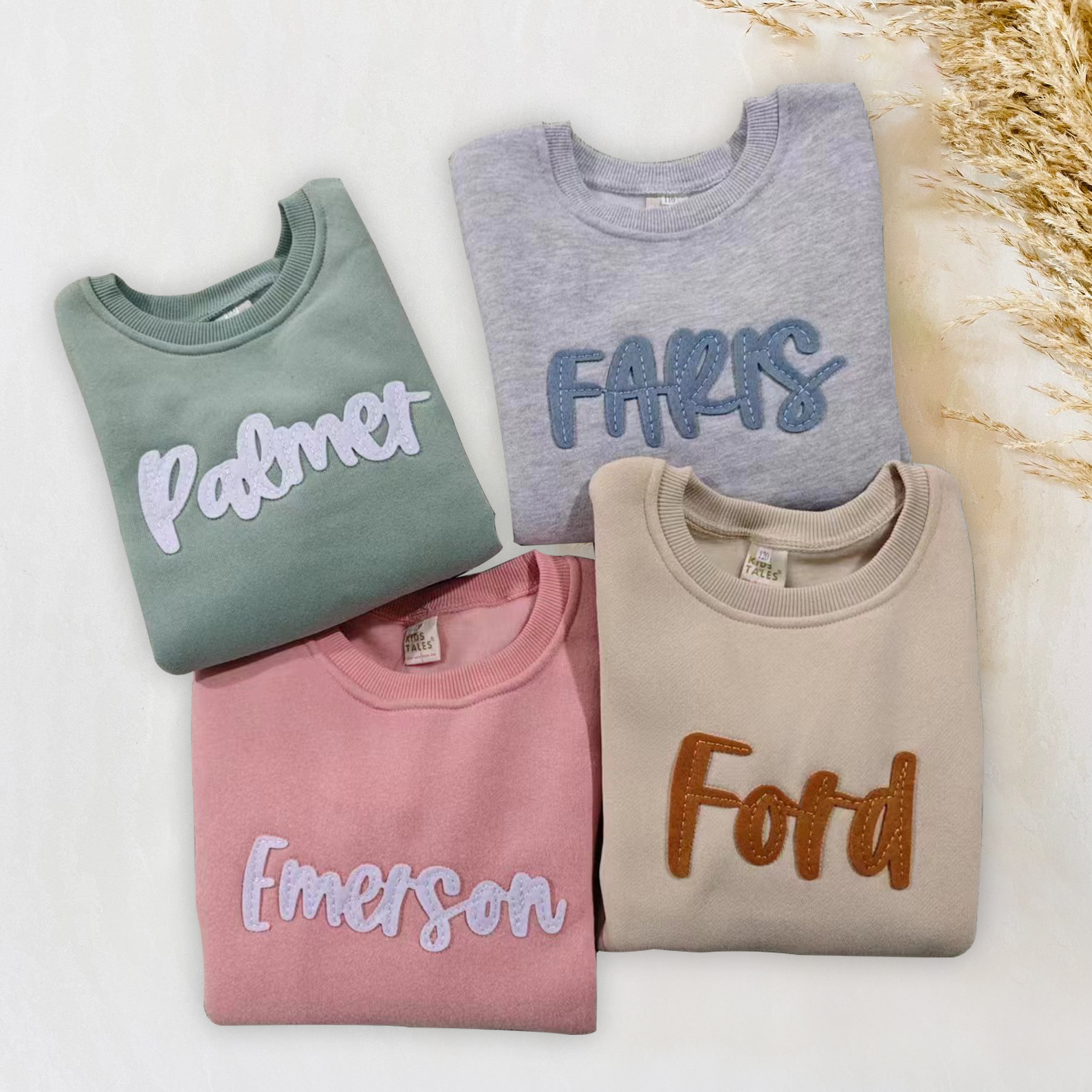Personalized Hand-Embroidered Kid Cozy Soft Crewneck Sweatshirt 