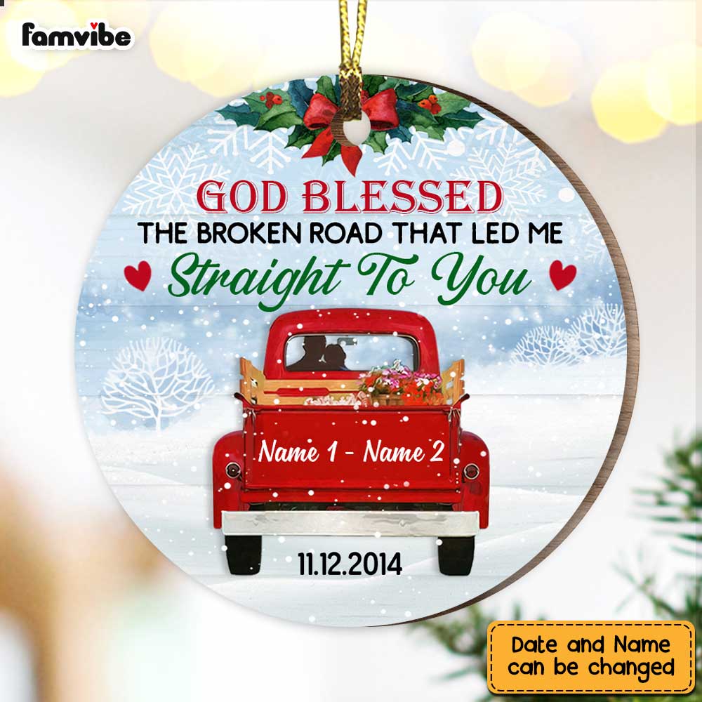 Personalized Love Couple Red Truck Christmas Circle Ornament OB171 87O47