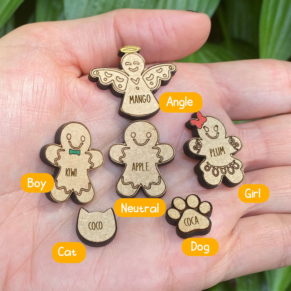 Personalized Shaker Ornament - Christmas Gift For Family - Gingerbread Family Jar With Name