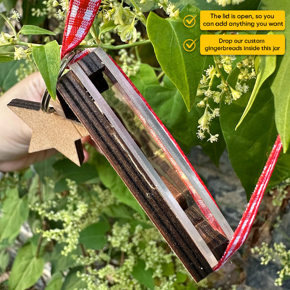 Personalized Shaker Ornament - Christmas Gift For Family - Gingerbread Family Jar With Name