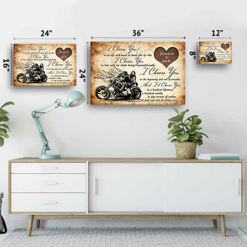 I Choose You - Gift for a Biker - Personalized Canvas 