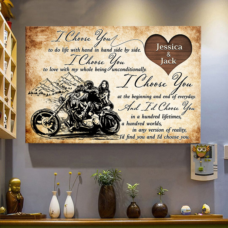 I Choose You - Gift for a Biker - Personalized Canvas 