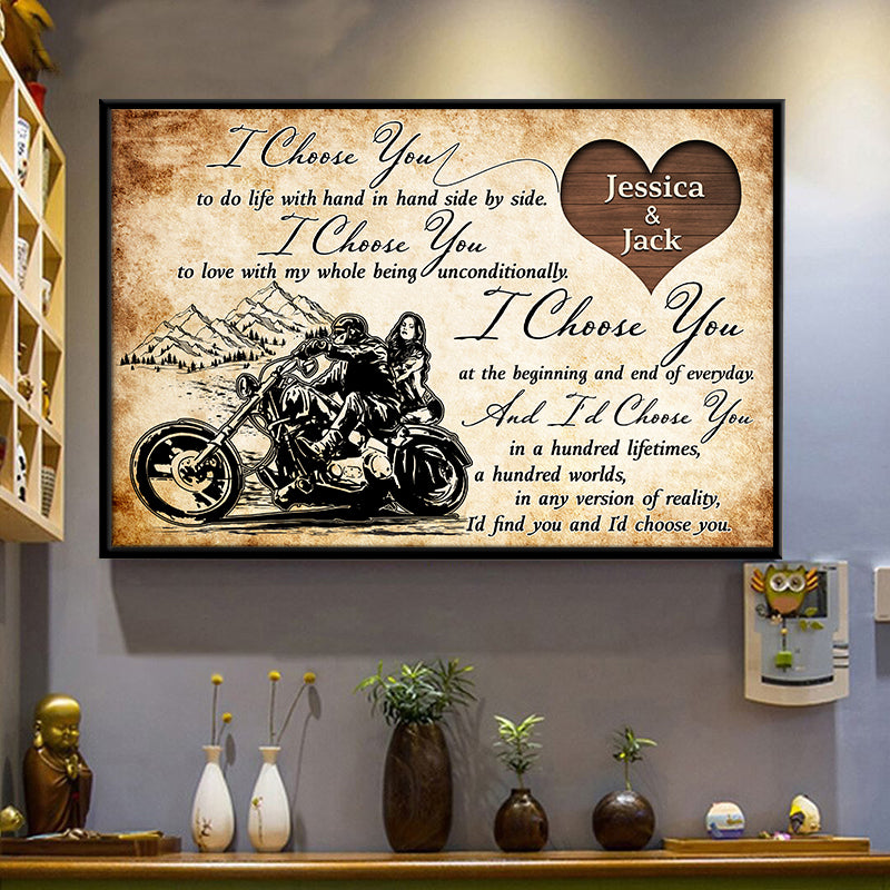 I Choose You - Gift for a Biker - Personalized Canvas 
