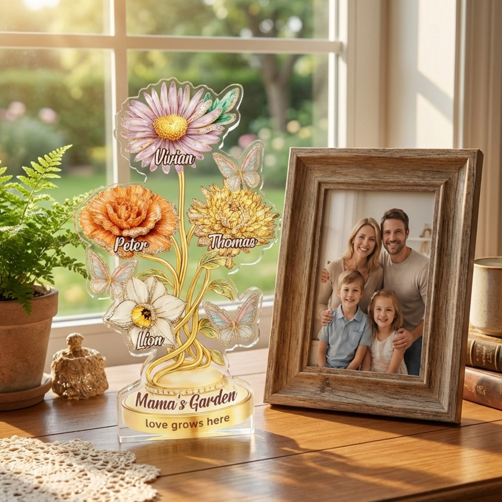 50%OFF⭐️Personalized Mom's Garden Birth Month Diamond Flower Acrylic Block Plaque