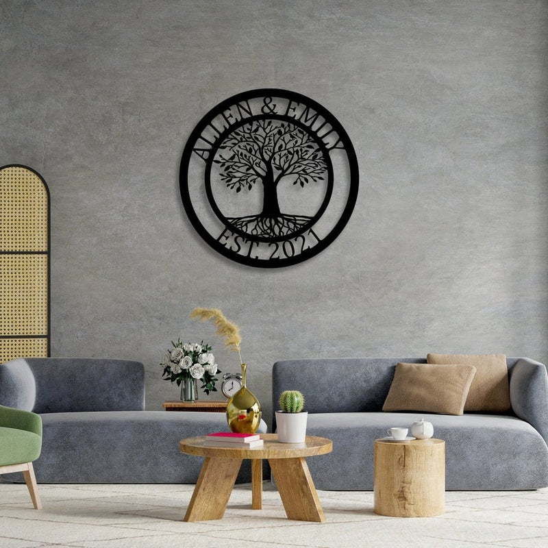 Personalized Elaborate Tree Of Life Metal Monogram Sign