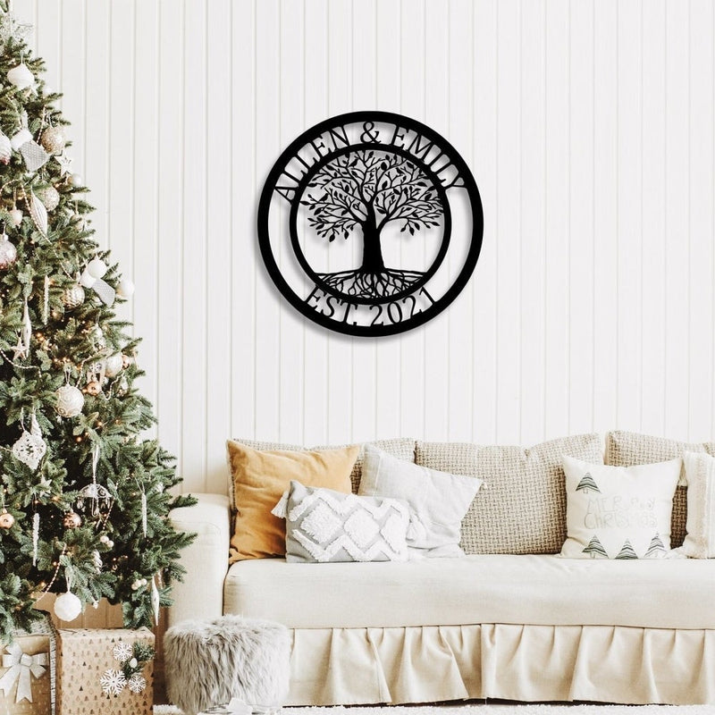 Personalized Elaborate Tree Of Life Metal Monogram Sign