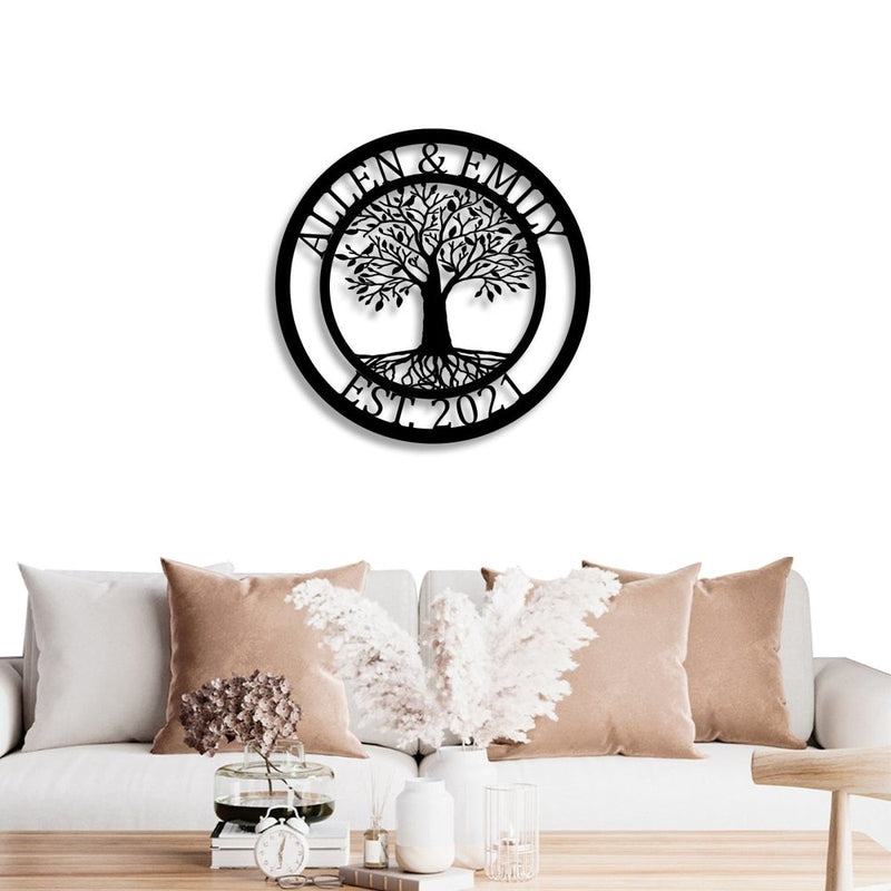 Personalized Elaborate Tree Of Life Metal Monogram Sign