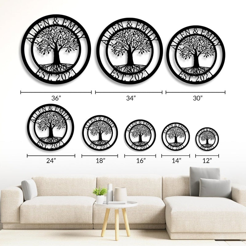 Personalized Elaborate Tree Of Life Metal Monogram Sign