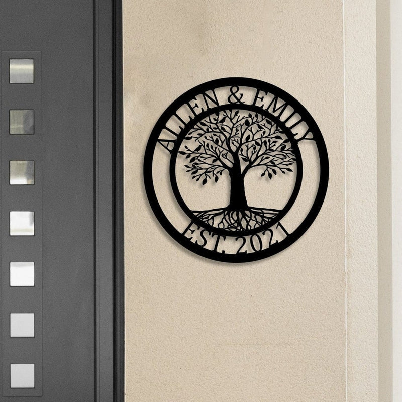 Personalized Elaborate Tree Of Life Metal Monogram Sign