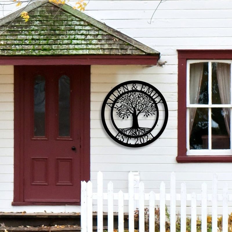 Personalized Elaborate Tree Of Life Metal Monogram Sign