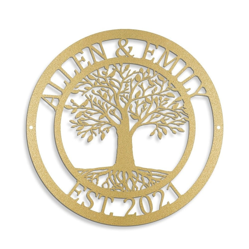 Personalized Elaborate Tree Of Life Metal Monogram Sign