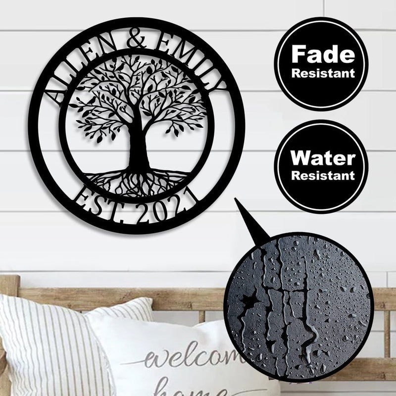 Personalized Elaborate Tree Of Life Metal Monogram Sign