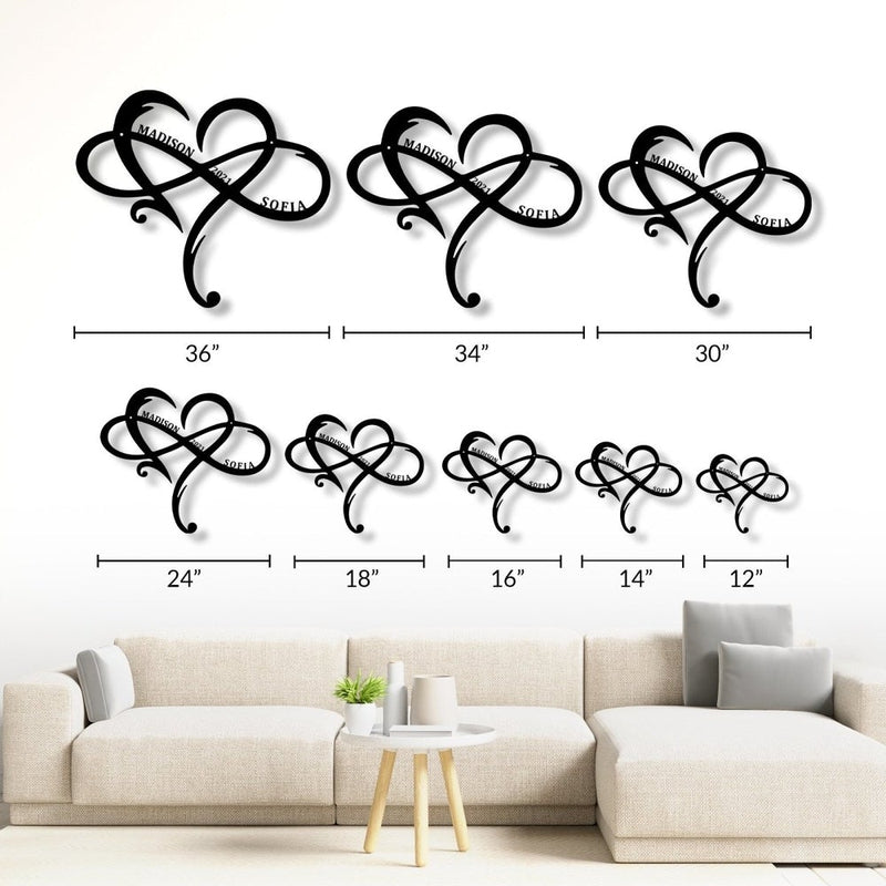 Personalized Monogram Split Letter Name Infinity Heart Metal Sign for Your Love